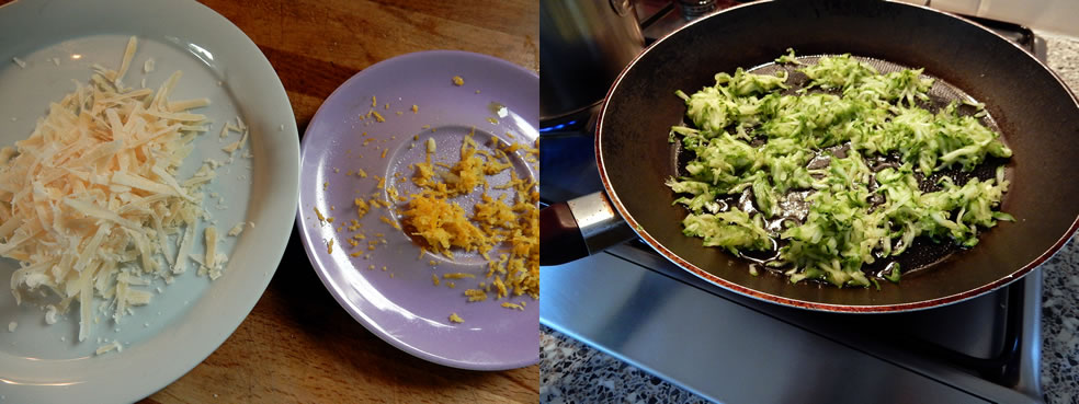 Bereiding Pasta met courgette en citroenschil